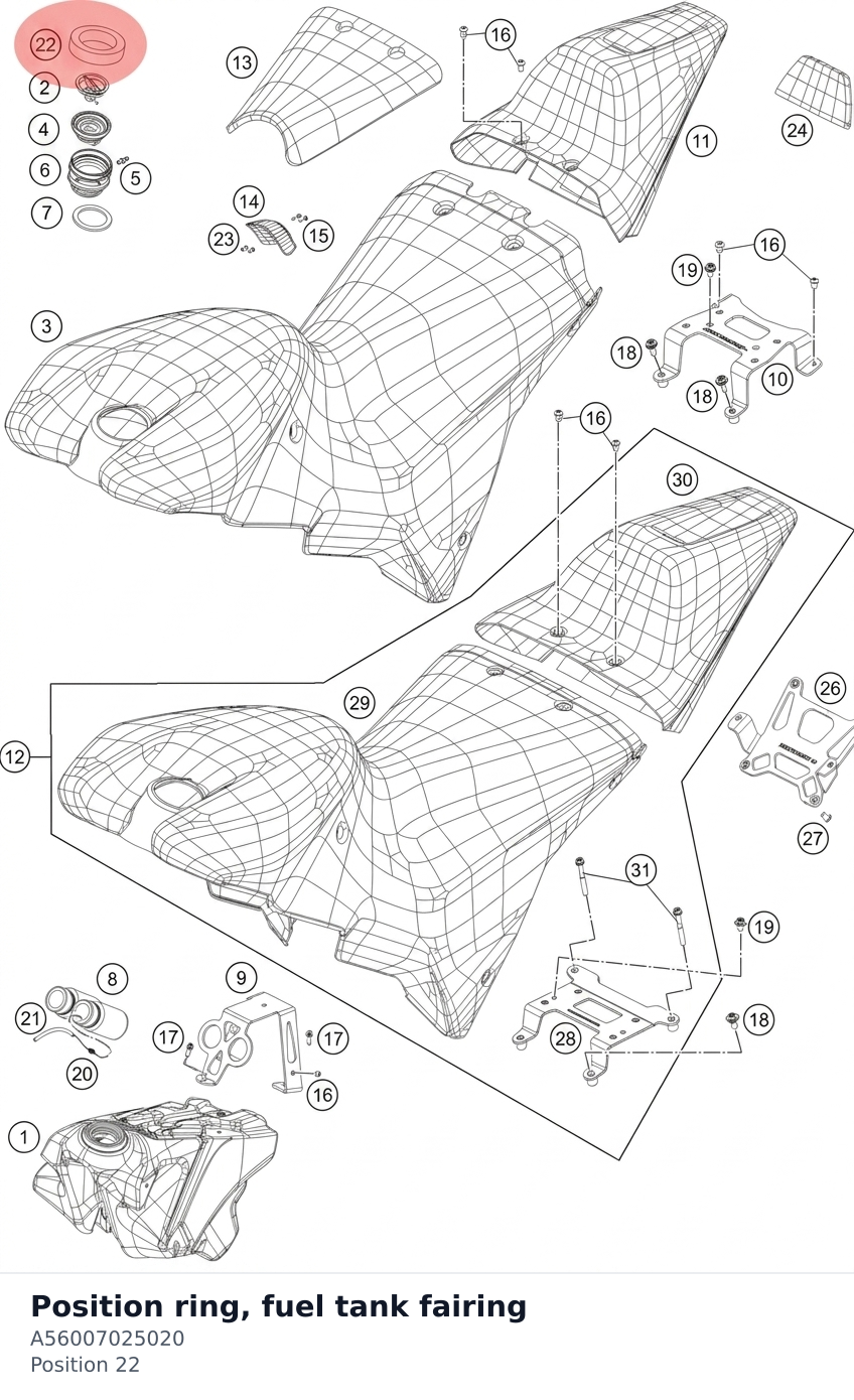 Diagram preview: Position ring, fuel tank fairing (A56007025020)