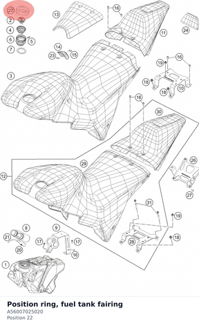 Diagram preview: Position ring, fuel tank fairing (A56007025020)