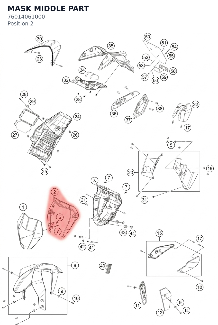 Diagram preview: MASK MIDDLE PART (76014061000)