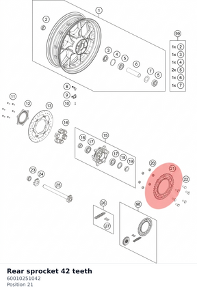 Diagram preview: Rear sprocket 42 teeth (60010251042)