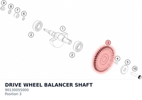 Diagram preview: DRIVE WHEEL BALANCER SHAFT (90130055000)