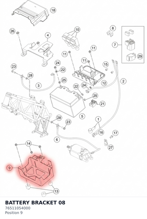 Diagram preview: BATTERY BRACKET             08 (76511054000)