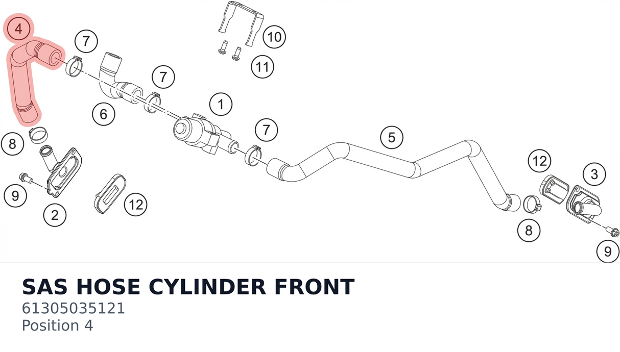 Diagram preview: SAS HOSE CYLINDER FRONT (61305035121)