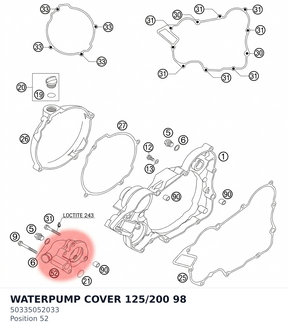 Diagram preview: WATERPUMP COVER 125/200 98 (50335052033)