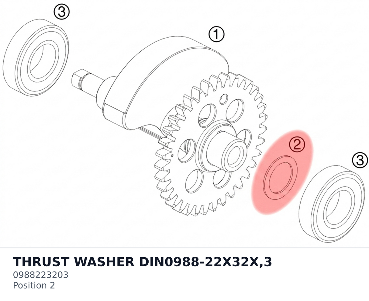 Diagram preview: THRUST WASHER DIN0988-22X32X,3 (0988223203)