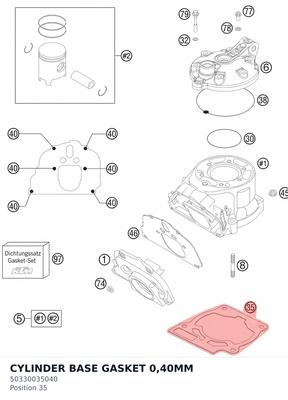 Diagram preview: CYLINDER BASE GASKET 0,40MM (50330035040)