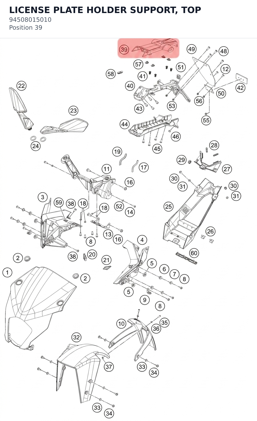Diagram preview: LICENSE PLATE HOLDER SUPPORT, TOP (94508015010)