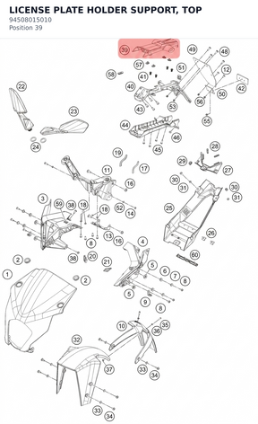 Diagram preview: LICENSE PLATE HOLDER SUPPORT, TOP (94508015010)