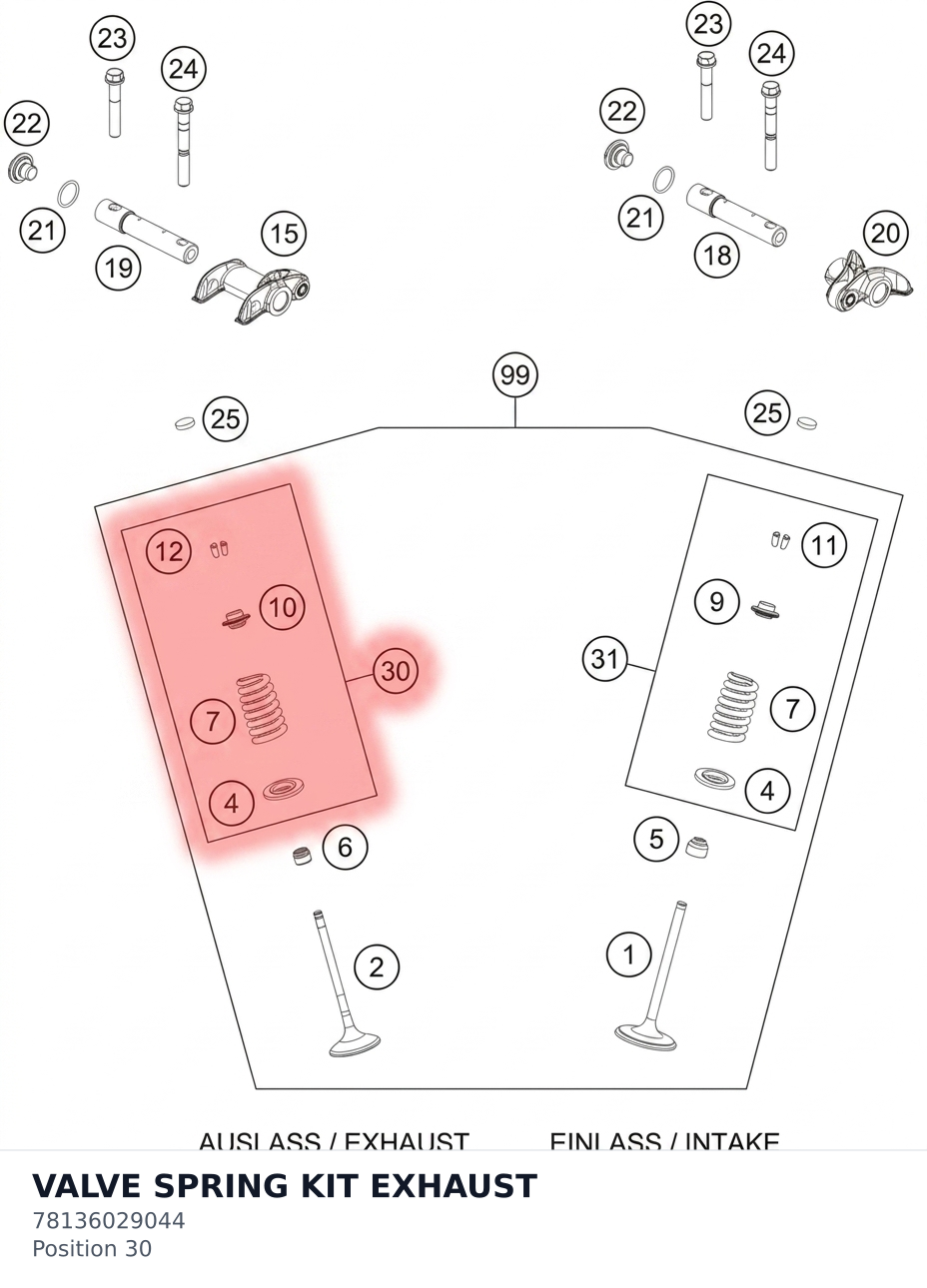 Diagram preview: VALVE SPRING KIT EXHAUST (78136029044)