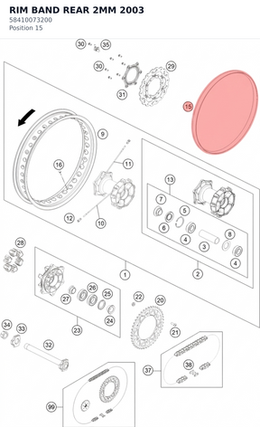Diagram preview: RIM BAND REAR 2MM 2003 (58410073200)