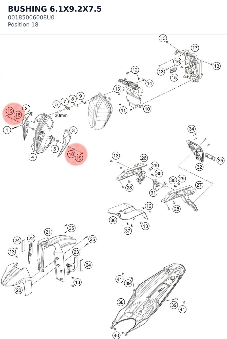 Diagram preview: BUSHING 6.1X9.2X7.5 (00185006008U0)