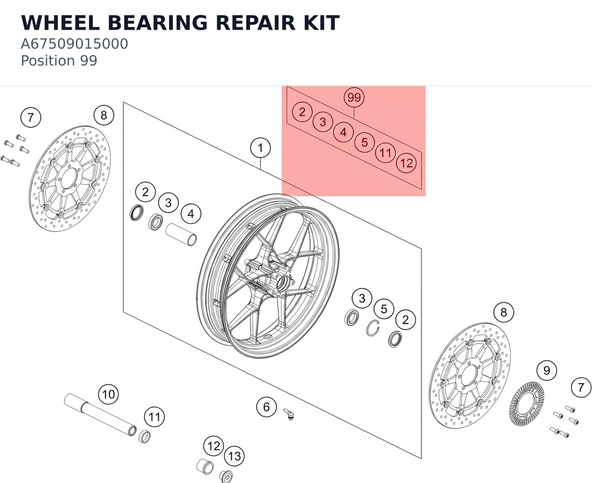 Diagram preview: WHEEL BEARING REPAIR KIT (A67509015000)