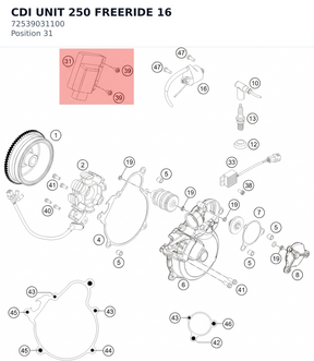 Diagram preview: CDI UNIT 250 FREERIDE 16 (72539031100)