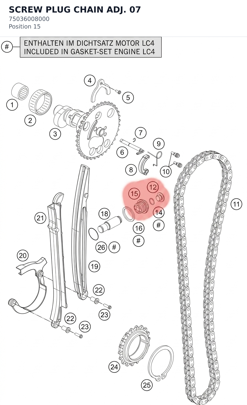 Diagram preview: SCREW PLUG CHAIN ADJ.       07 (75036008000)