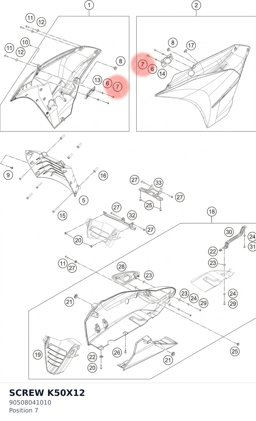 Diagram preview: SCREW K50X12 (90508041010)