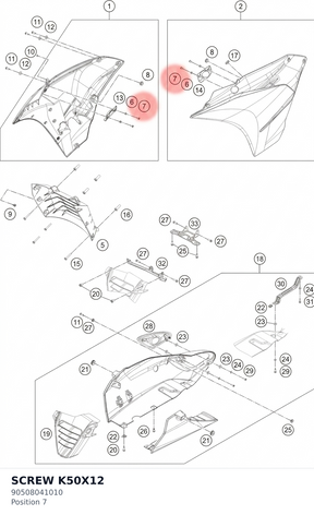 Diagram preview: SCREW K50X12 (90508041010)