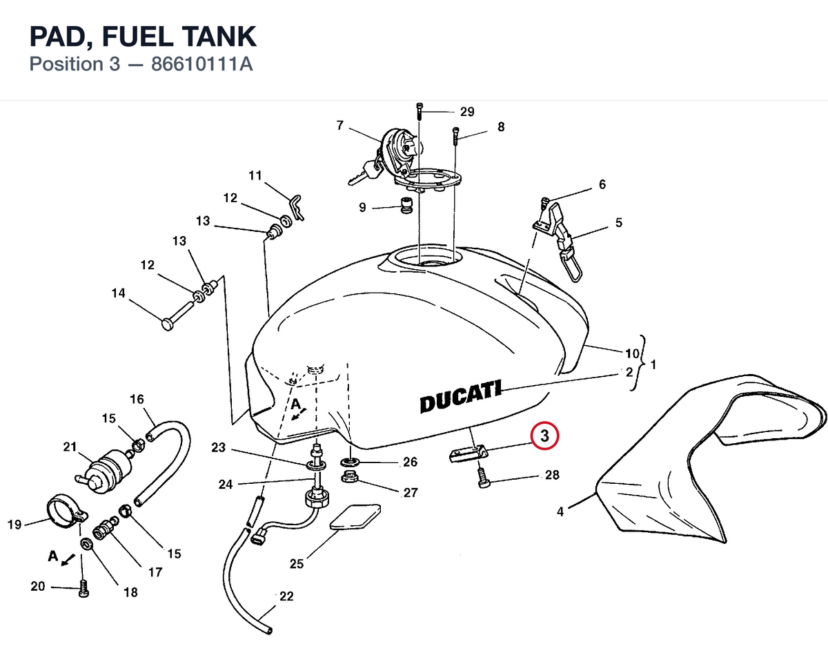 PAD, FUEL TANK 86610111A diagram position