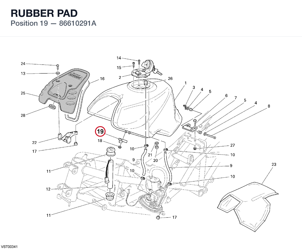 RUBBER PAD 86610291A diagram position