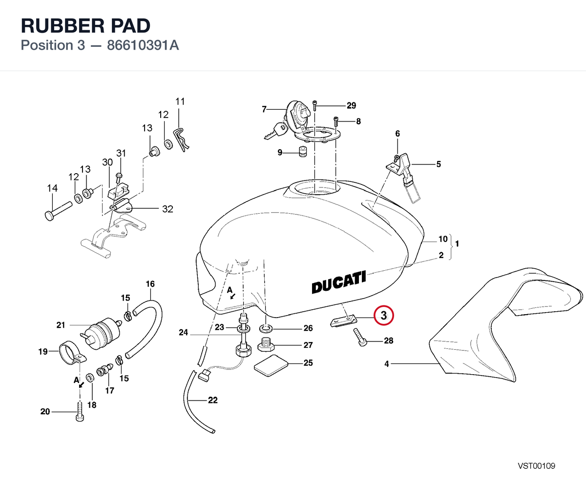 RUBBER PAD 86610391A diagram position