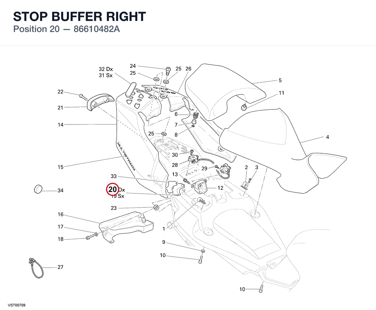 STOP BUFFER RIGHT 86610482A diagram position