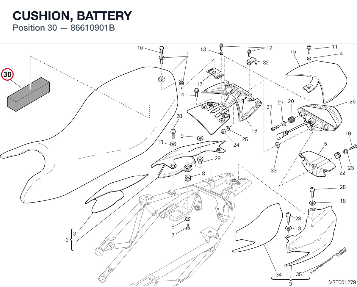 CUSHION, BATTERY 86610901B diagram position