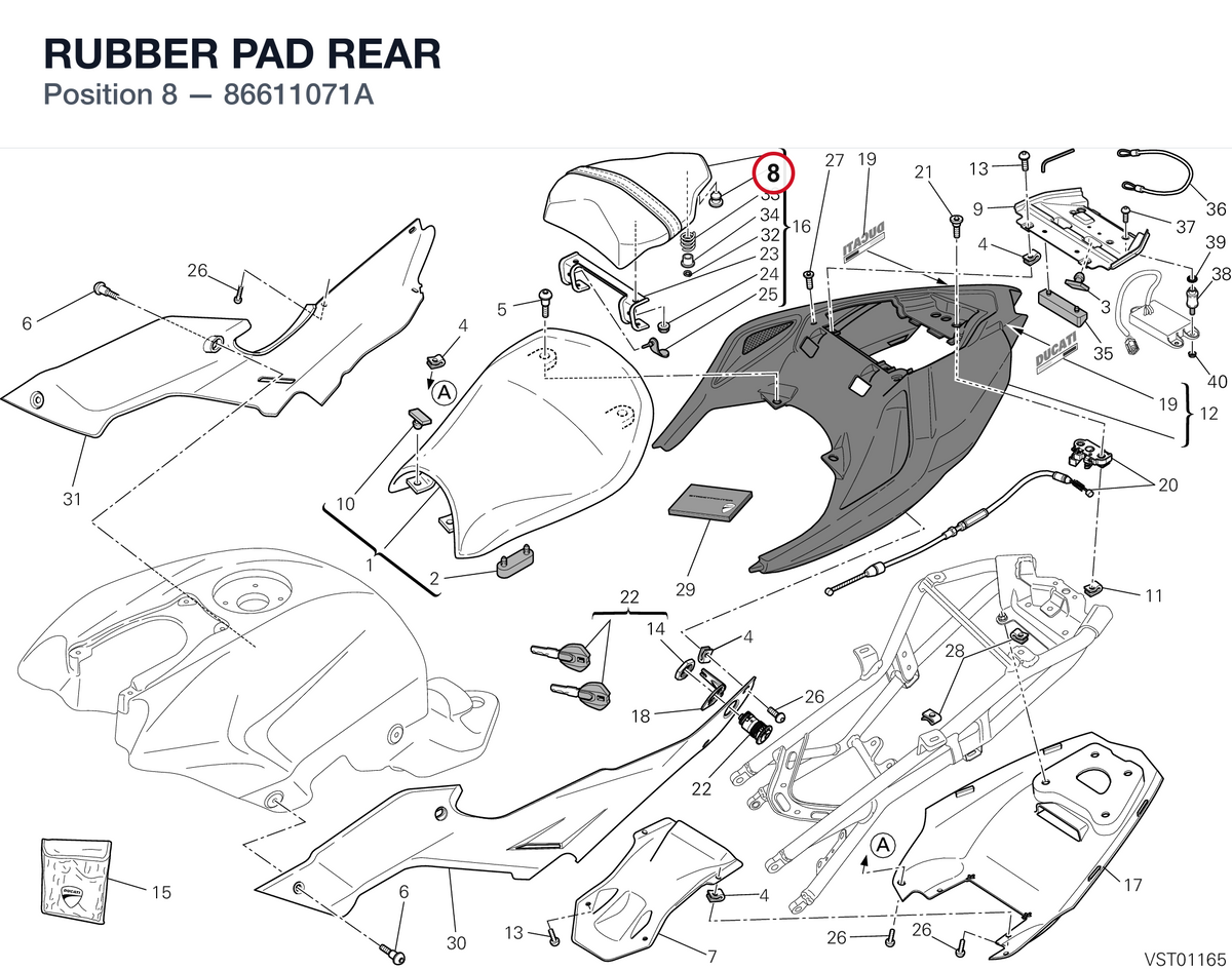 RUBBER PAD REAR 86611071A diagram position