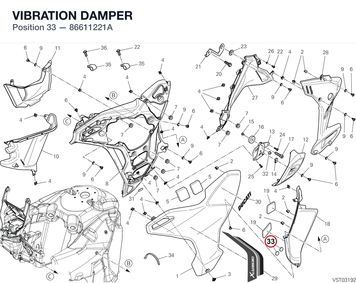 VIBRATION DAMPER 86611221A diagram position