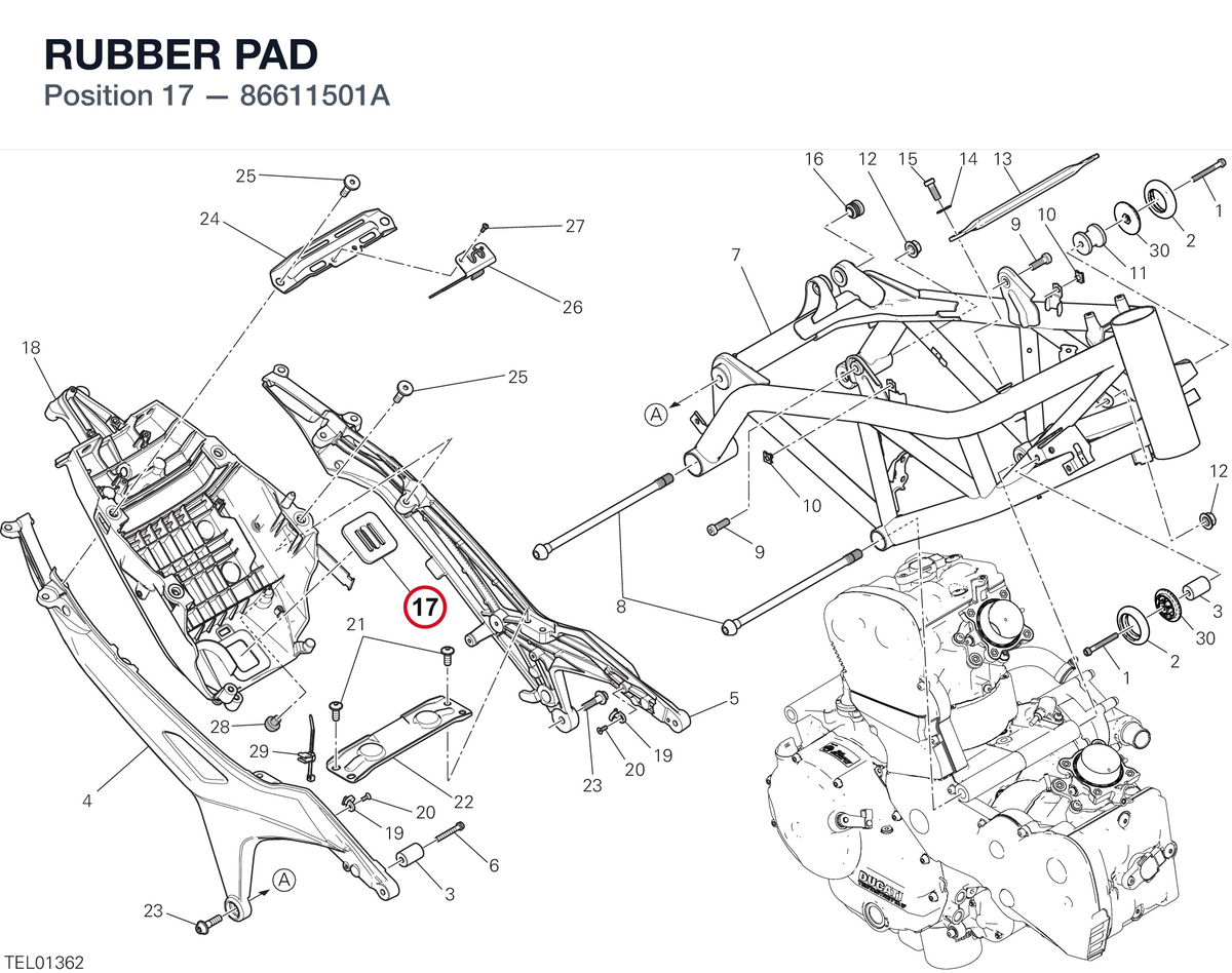 RUBBER PAD 86611501A diagram position