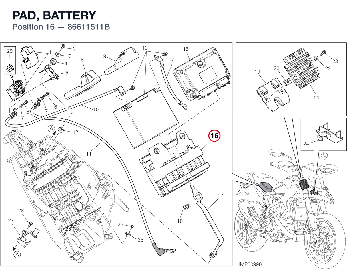 PAD, BATTERY 86611511B diagram position