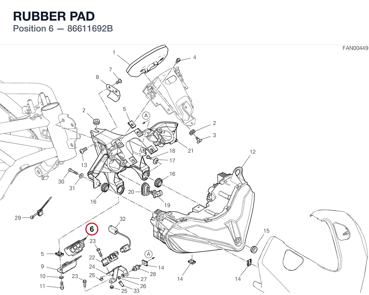 RUBBER PAD 86611692B diagram position