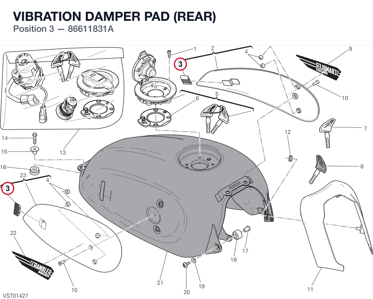 VIBRATION DAMPER PAD (REAR) 86611831A diagram position