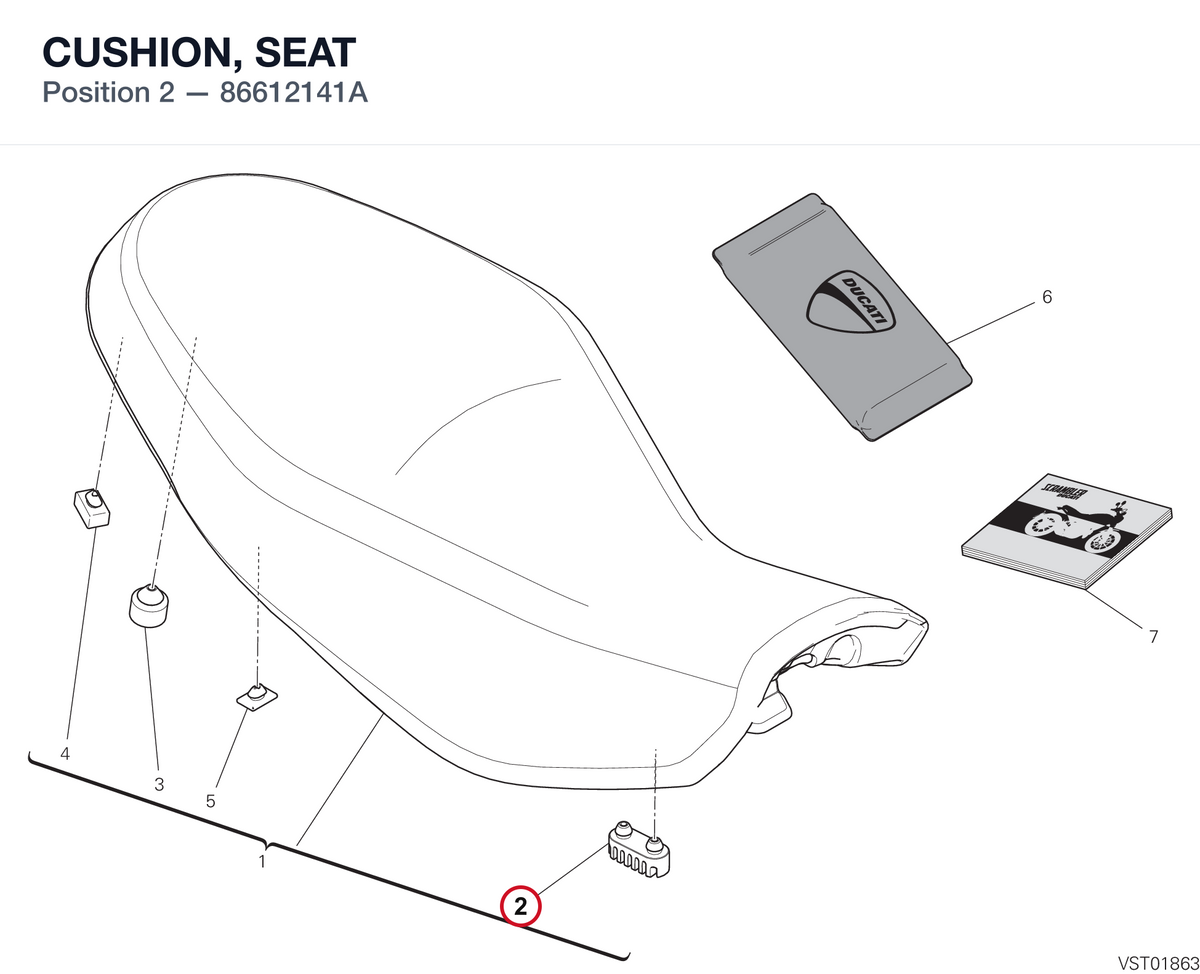 CUSHION, SEAT 86612141A diagram position