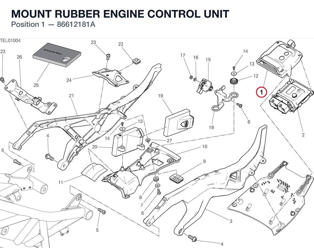 MOUNT RUBBER ENGINE CONTROL UNIT 86612181A diagram position