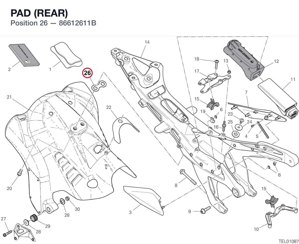 PAD (REAR) 86612611B diagram position