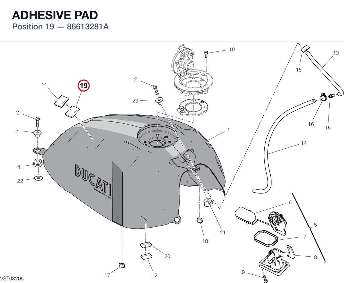 ADHESIVE PAD 86613281A diagram position