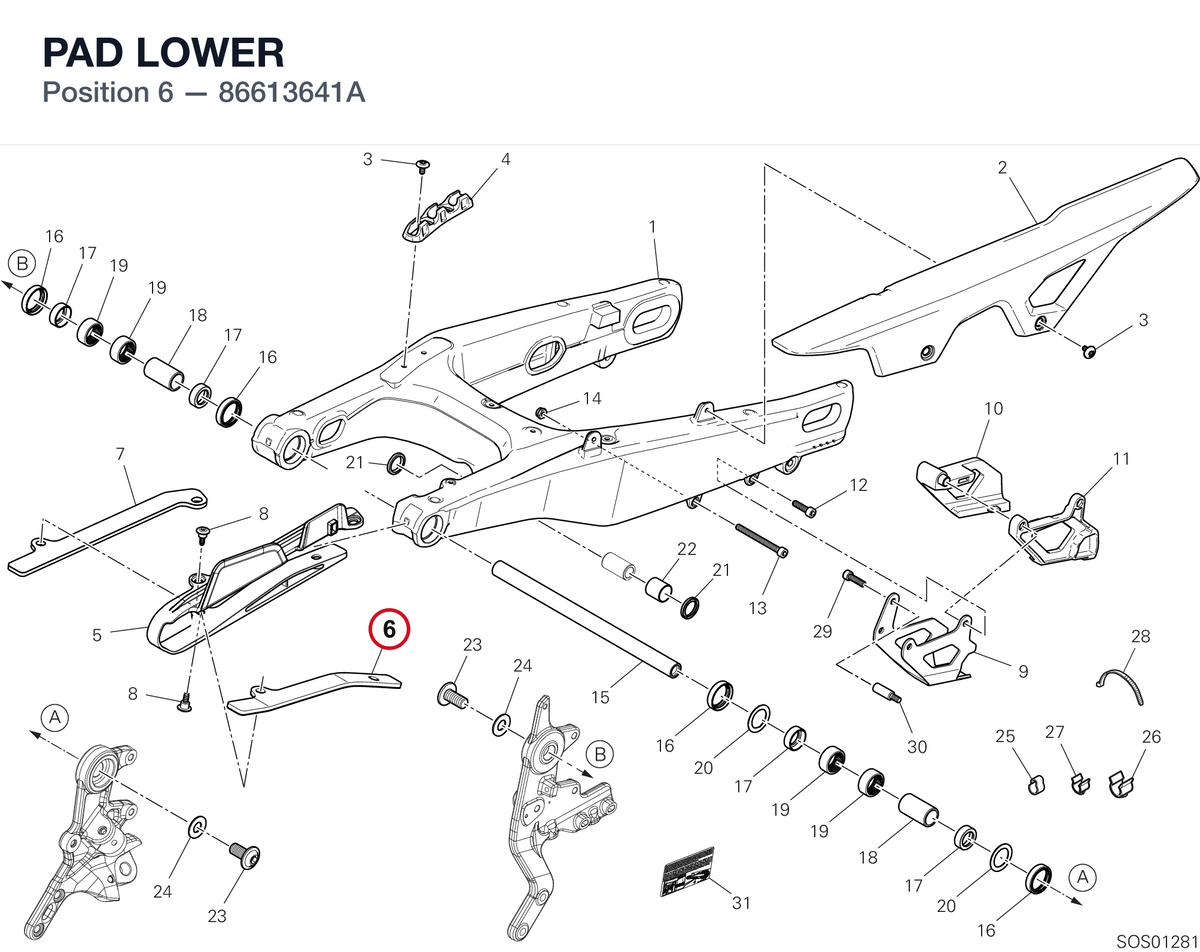 PAD LOWER 86613641A diagram position