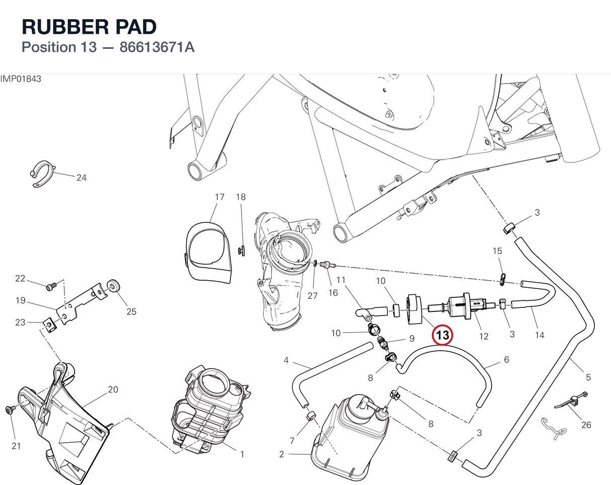RUBBER PAD 86613671A diagram position