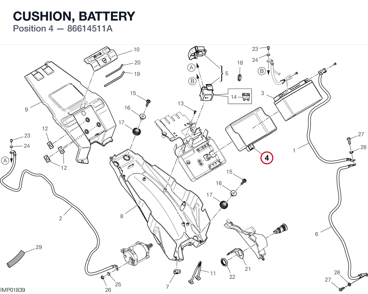 CUSHION, BATTERY 86614511A diagram position