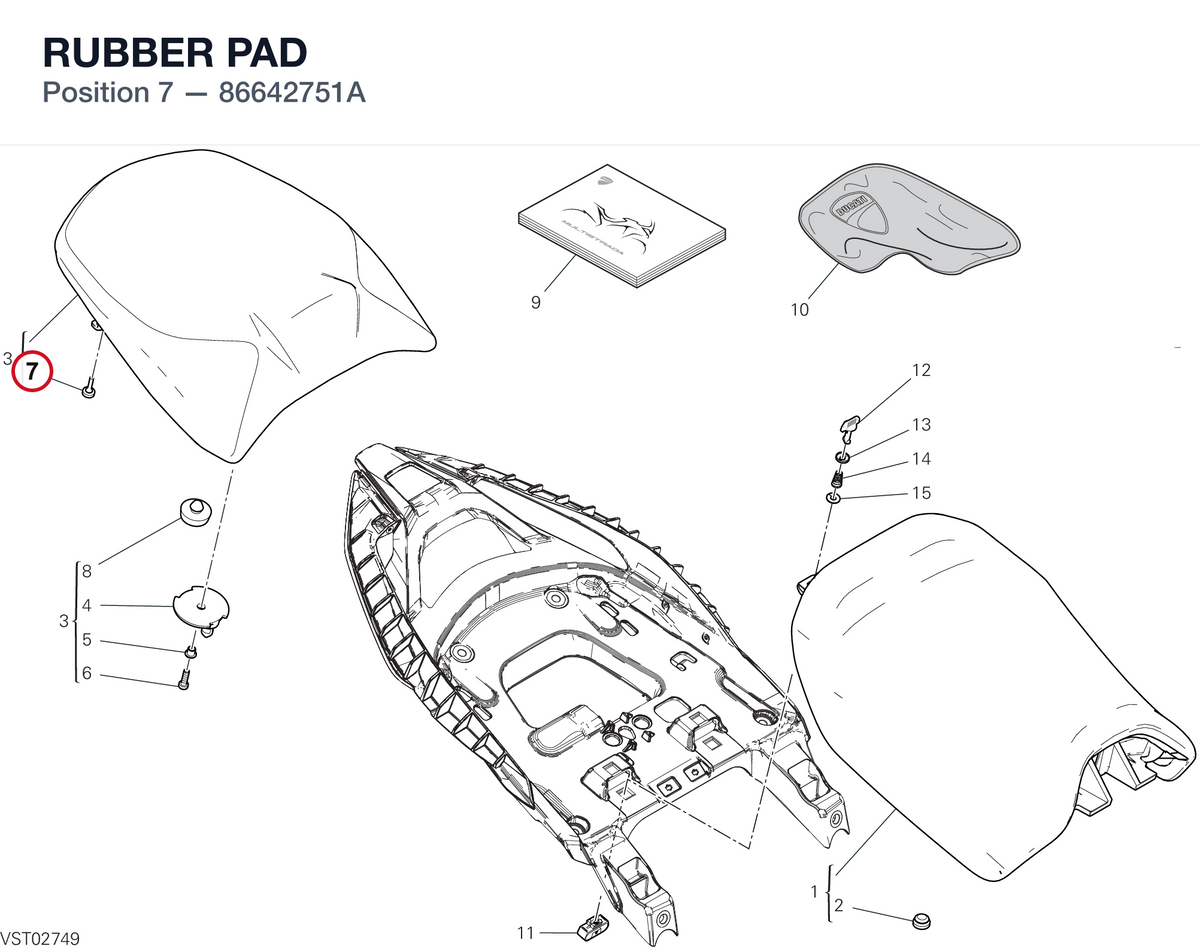 RUBBER PAD 86642751A diagram position