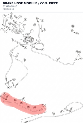 Diagram preview: BRAKE HOSE MODULE / CON. PIECE (61342004010)