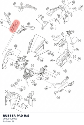 Diagram preview: RUBBER PAD R/S (90808006000)