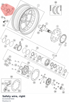 Diagram preview: Safety wire, right (61310187000)