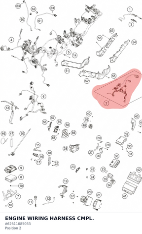 Diagram preview: ENGINE WIRING HARNESS CMPL. (A62611085033)