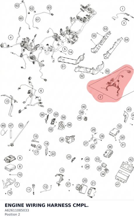 Diagram preview: ENGINE WIRING HARNESS CMPL. (A62611085033)