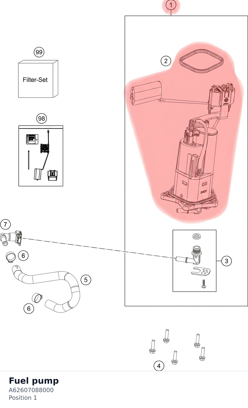 Diagram preview: Fuel pump (A62607088000)