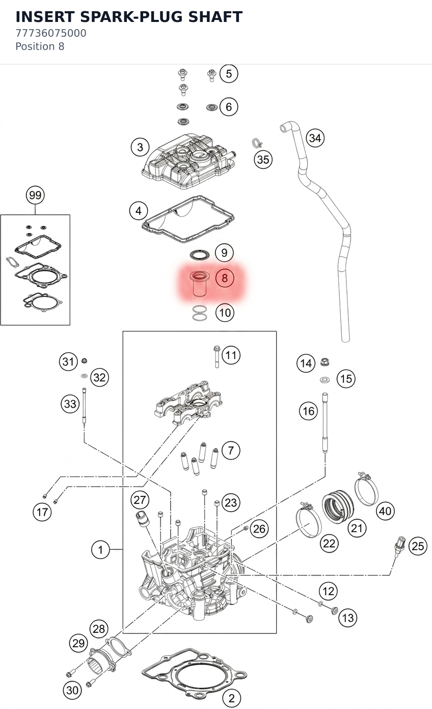 Diagram preview: INSERT SPARK-PLUG SHAFT (77736075000)
