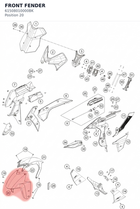 Diagram preview: FRONT FENDER (61508010000BK)