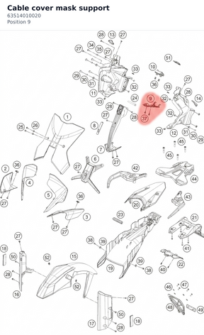 Diagram preview: Cable cover mask support (63514010020)