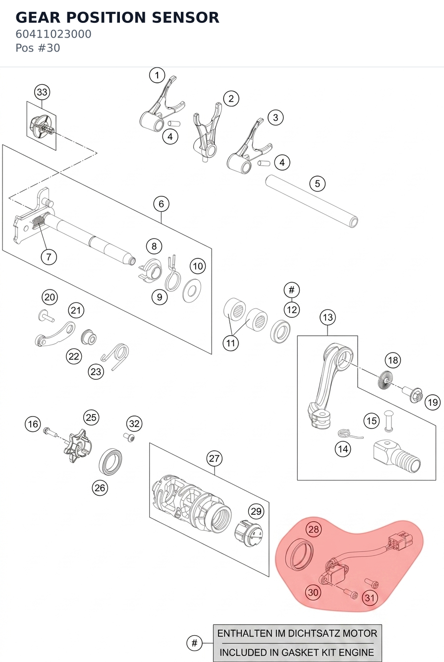Diagram preview: GEAR POSITION SENSOR (60411023000)