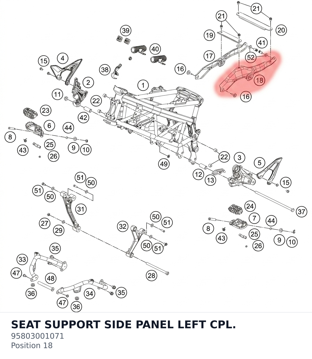 Diagram preview: SEAT SUPPORT SIDE PANEL LEFT CPL. (95803001071)